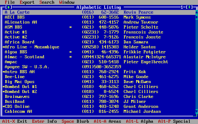 Roblist Alphabetic Listing